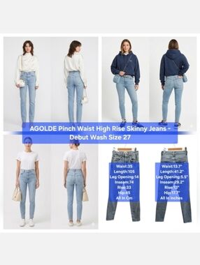 AGOLDE Pinch Waist High Rise Skinny Jeans Debut Wash Size 27